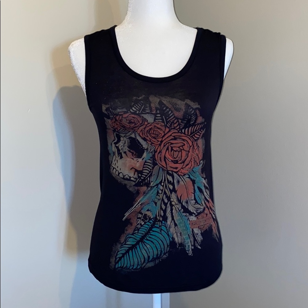 Earthy Skull Tank with Tie Dye Flowy Back, Small